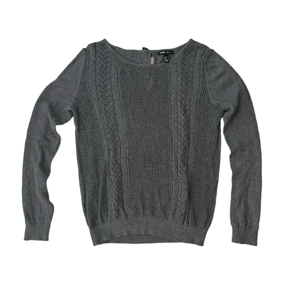 MNG Basics Sweater With Cute Bows Grey Size Medium